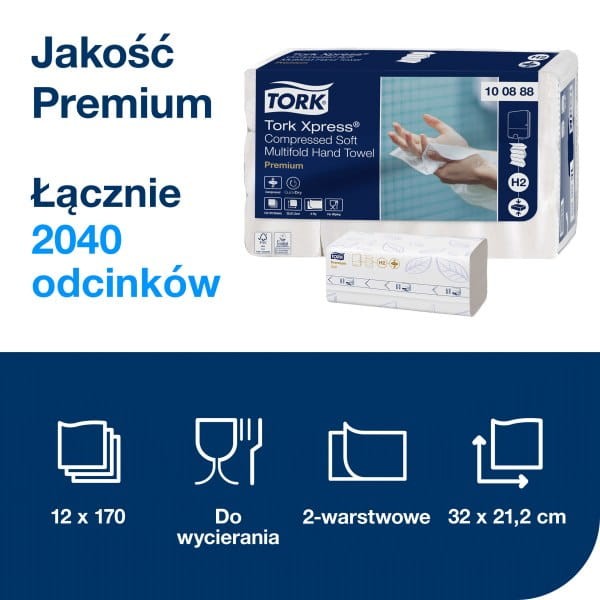 Tork Xpress H2 skompresowany miękki ręcznik w składce 4 panelowej A'2040
