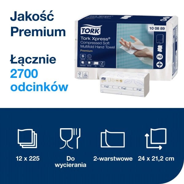 Tork Xpress H2 skompresowany miękki ręcznik w składce Premium A'2700